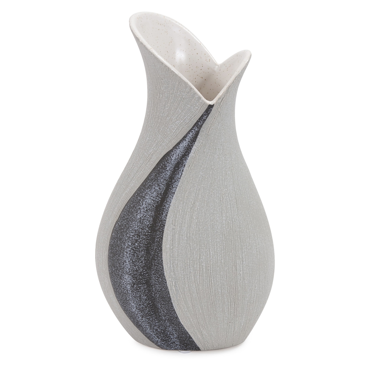 Picture of HomeRoots 401235 Modern Organic Two Tone Gray Speckle Tall Ceramic Vase