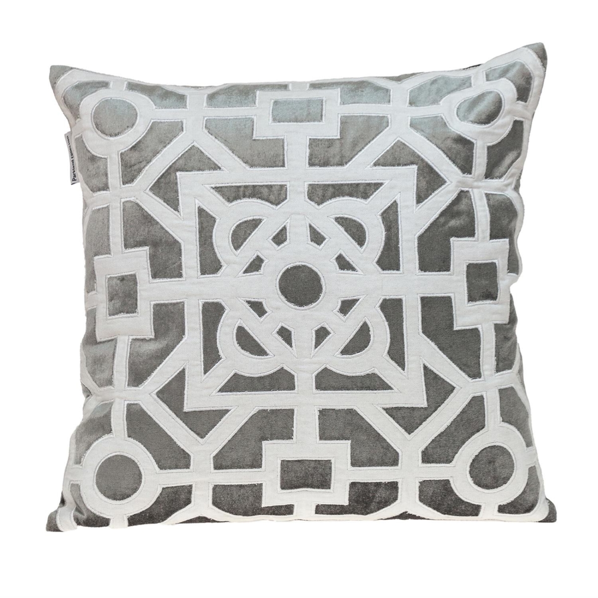 White & Gray Lattice Velvet Throw Pillow