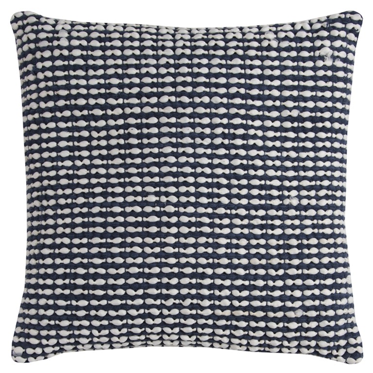 403212 Navy Textured Weaving Pattern Throw Pillow, White