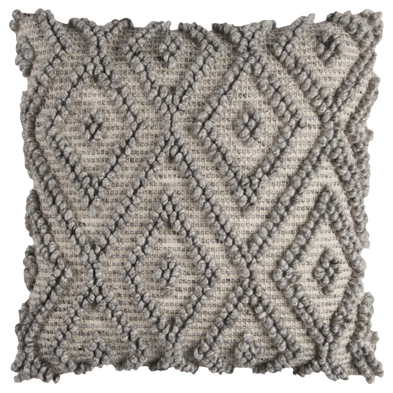 403214 Natural & Gray Nubby Diamonds Throw Pillow