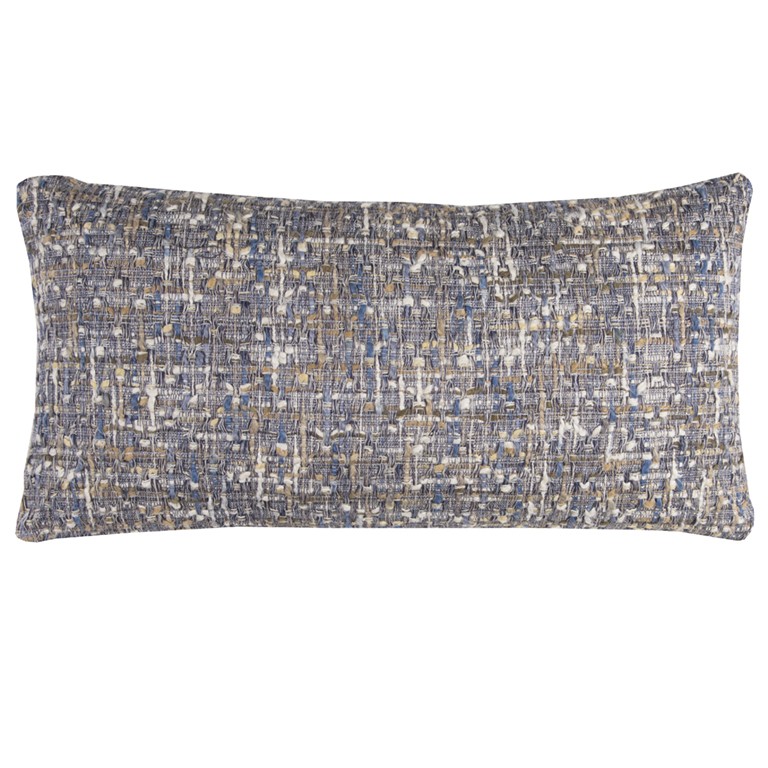 Blue, Gray & Metallic Nubby Textured Lumbar Pillow, Navy