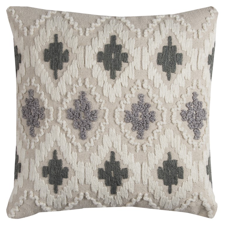 Gray Beige Classic Ikat Pattern Throw Pillow, Natural Gray