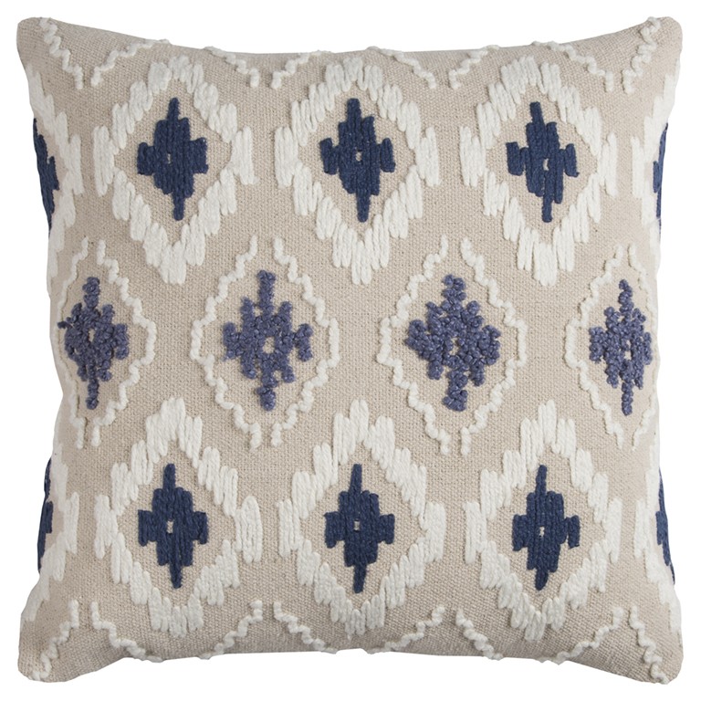 403238 Navy & Beige Classic Ikat Pattern Throw Pillow