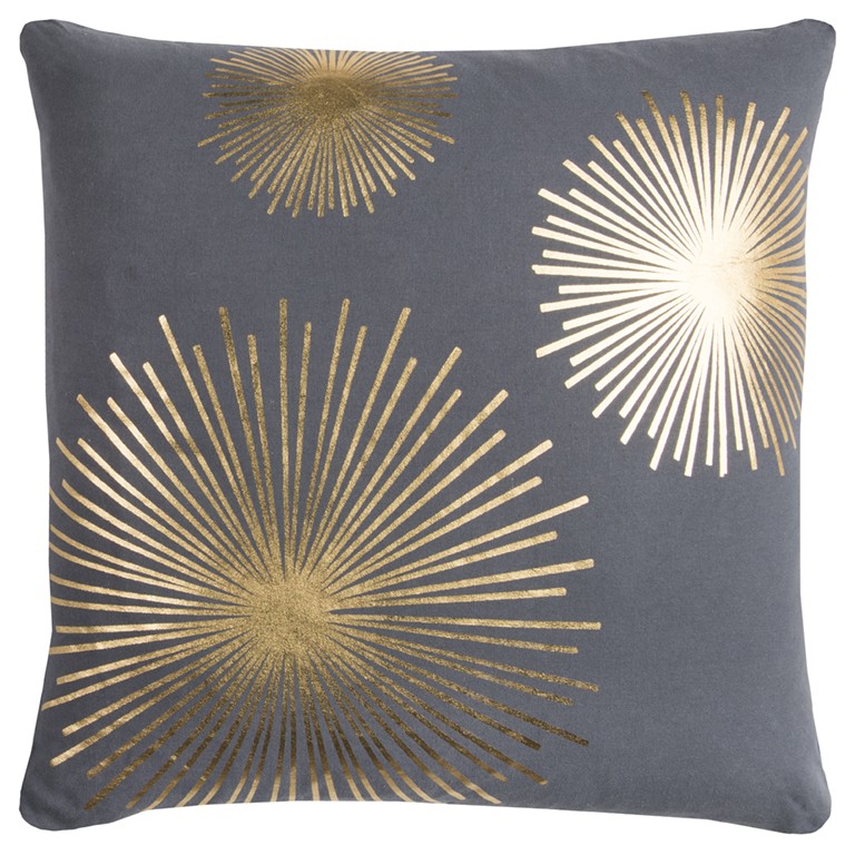 403247 Metallic Sunburst Throw Pillow, Gray & Gold