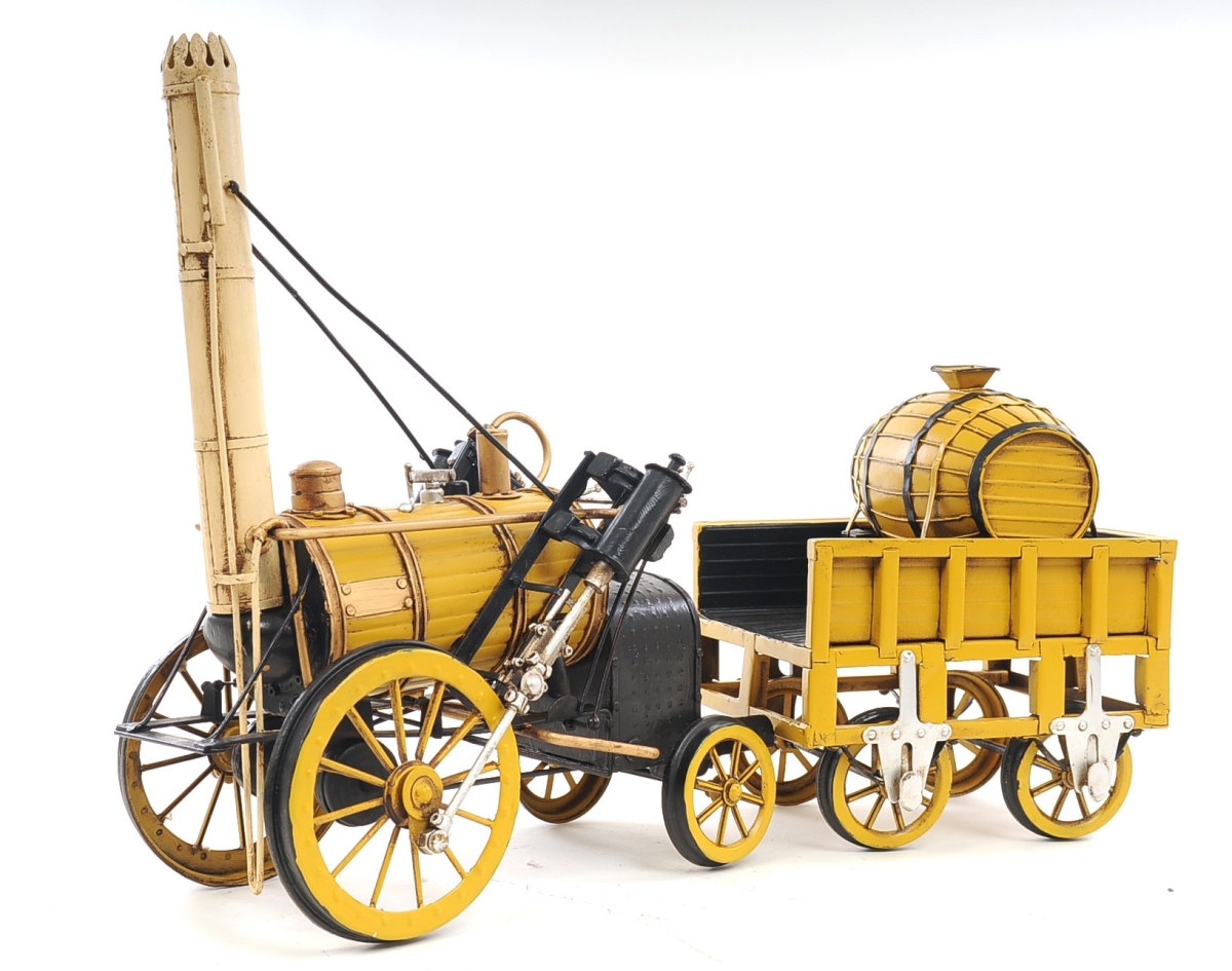 Picture of HomeRoots 401101 C1829 Yellow Rocket Steam Engine Model Sculpture&#44; Yellow