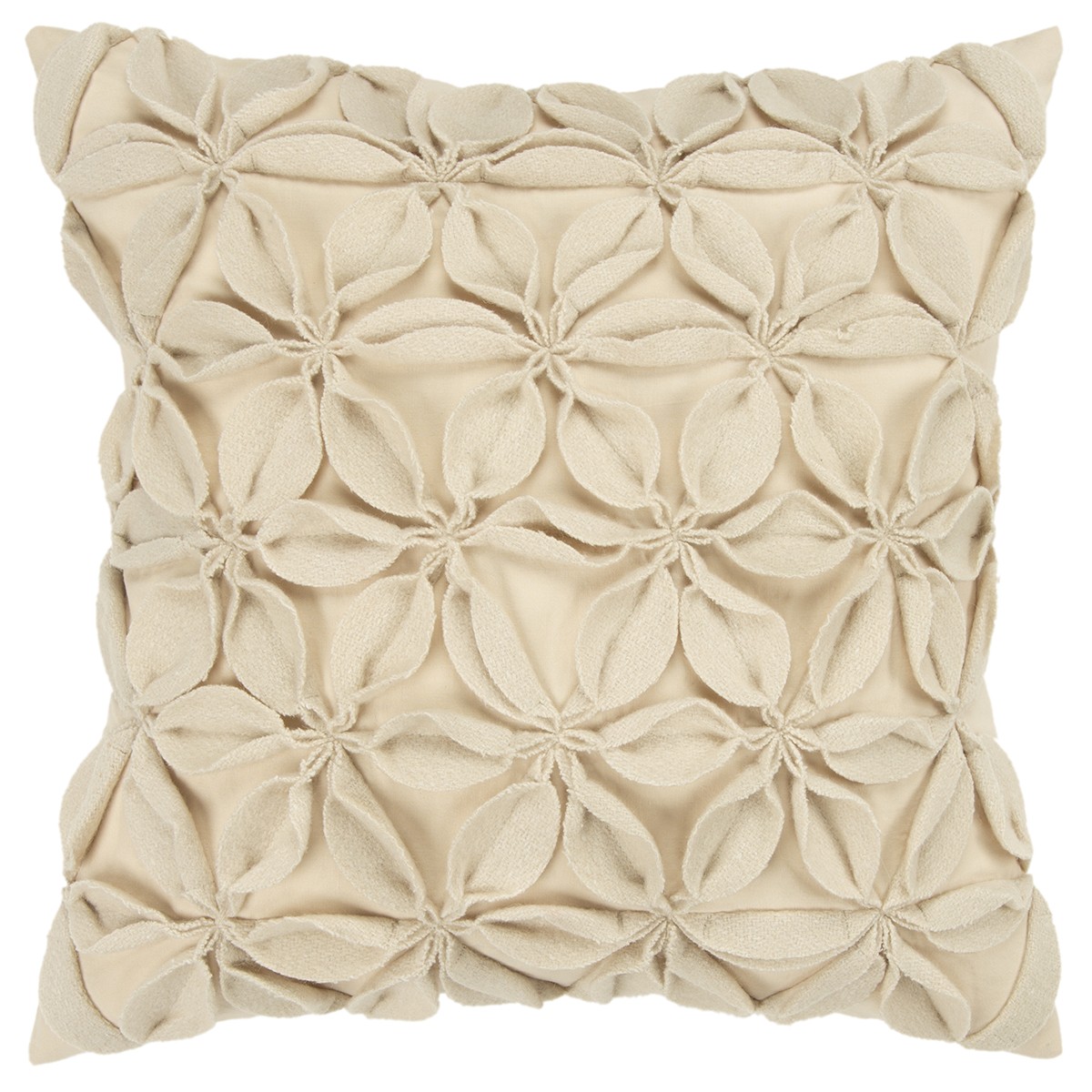 403175 Cream Pinwheel Floral Petal Down Filled Throw Pillow