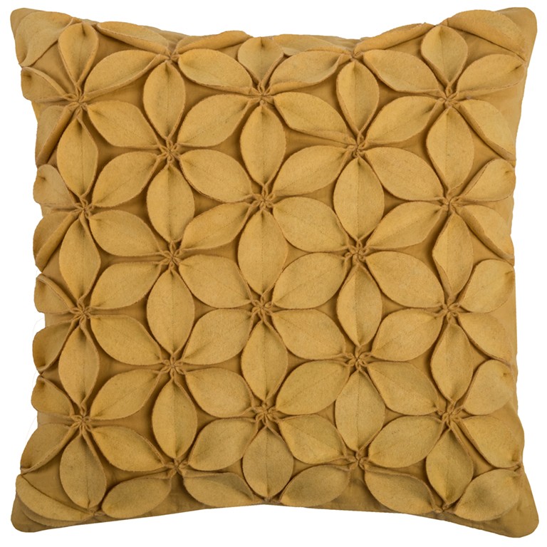 Yellow Pinwheel Floral Petal Down Throw Pillow