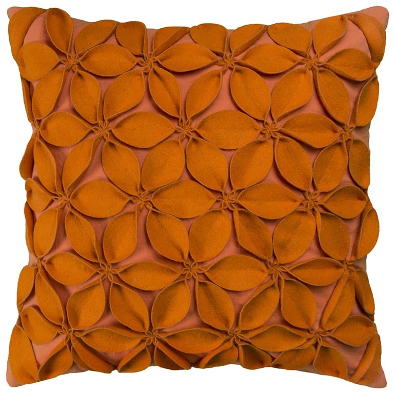 403182 Orange Pinwheel Floral Petal Throw Pillow