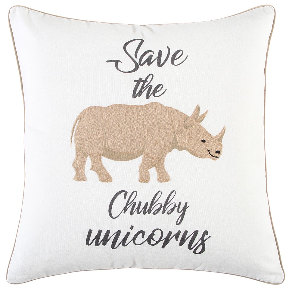 403517 White & Beige Chubby Unicorn Throw Pillow