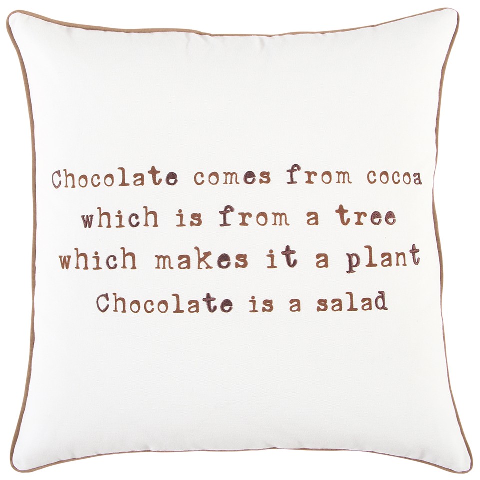 Brown & White Chocolate Is A Salad Throw Pillow