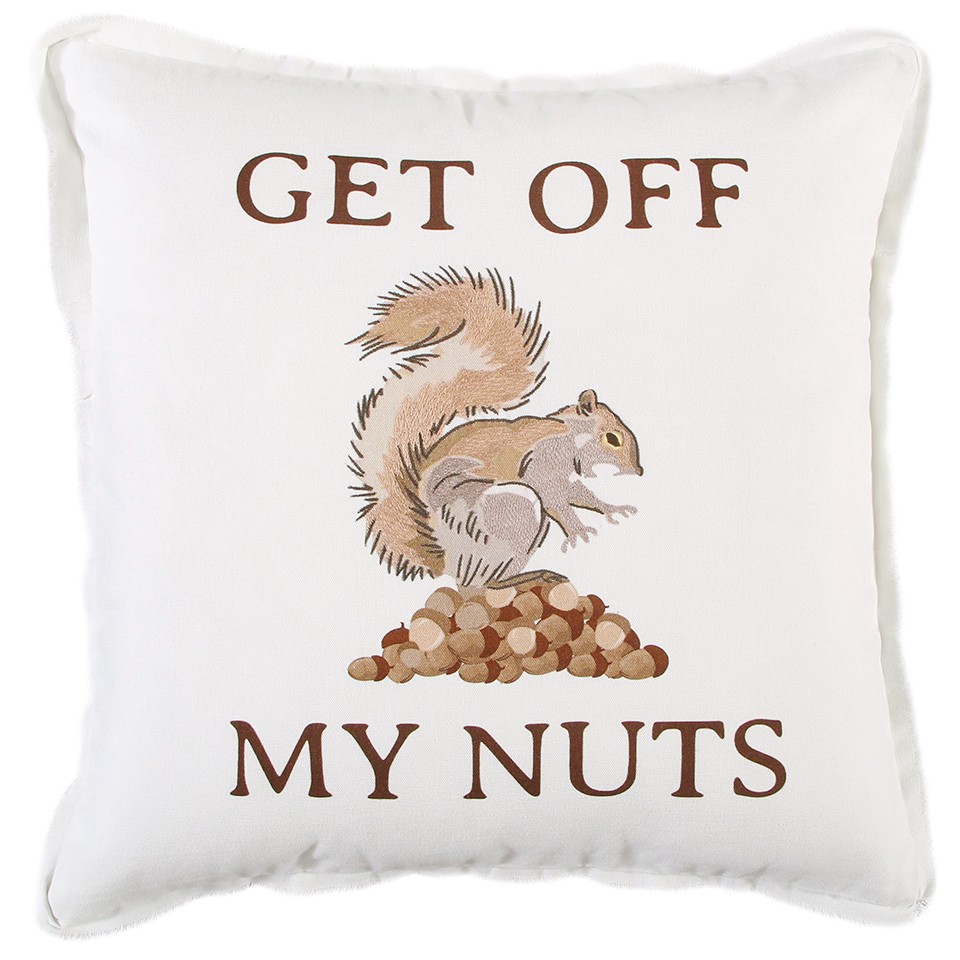 Brown & White Get Off My Nuts Modern Throw Pillow