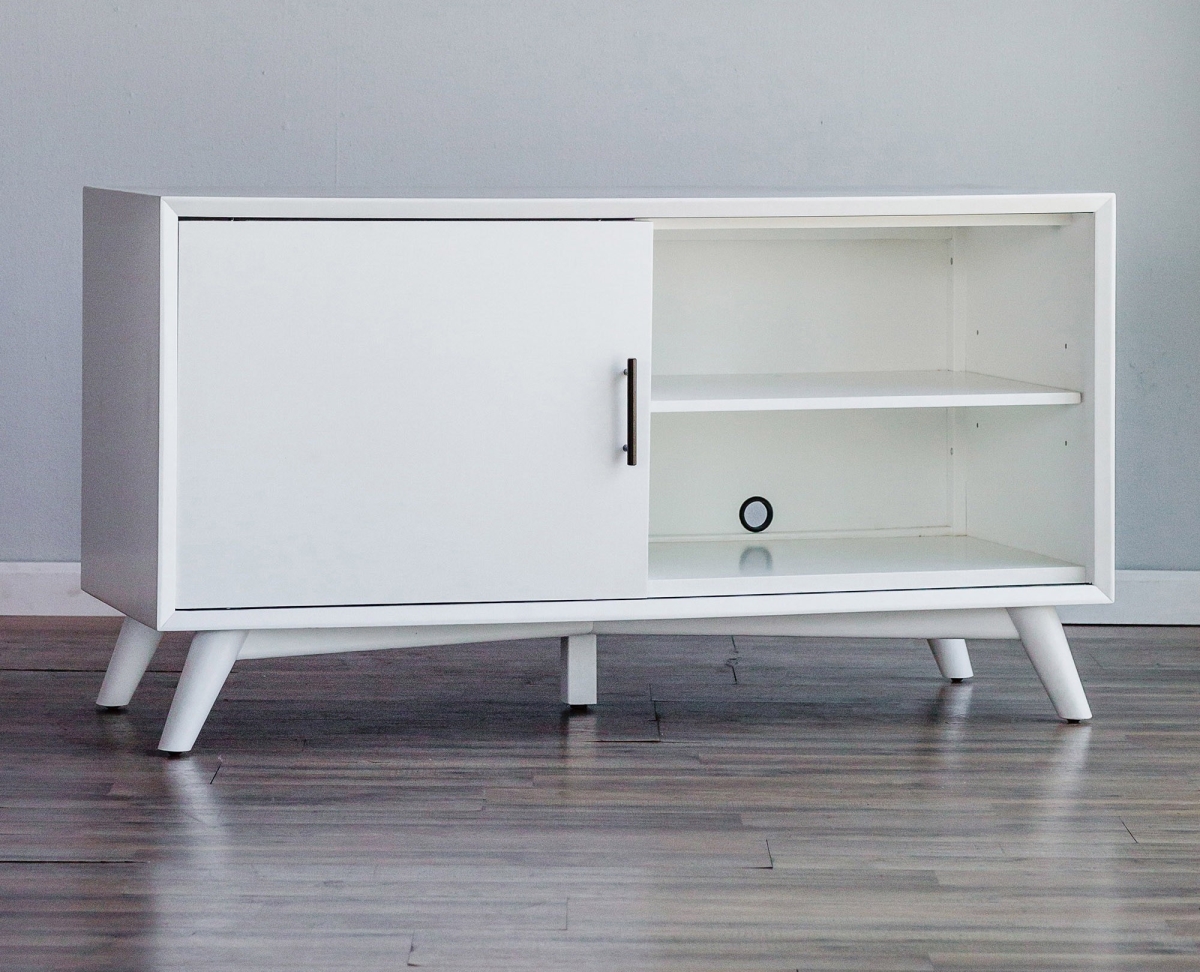 50 in. Mid Century Modern TV Console, Flair White