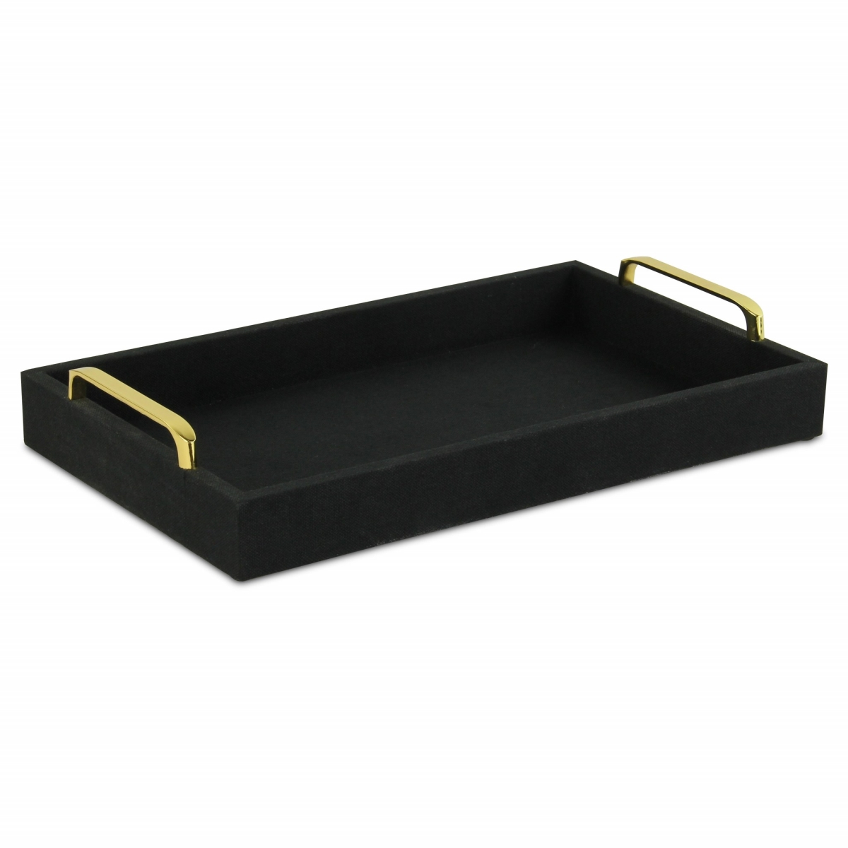 Picture of HomeRoots 401792 Black Linen & Wooden Tray