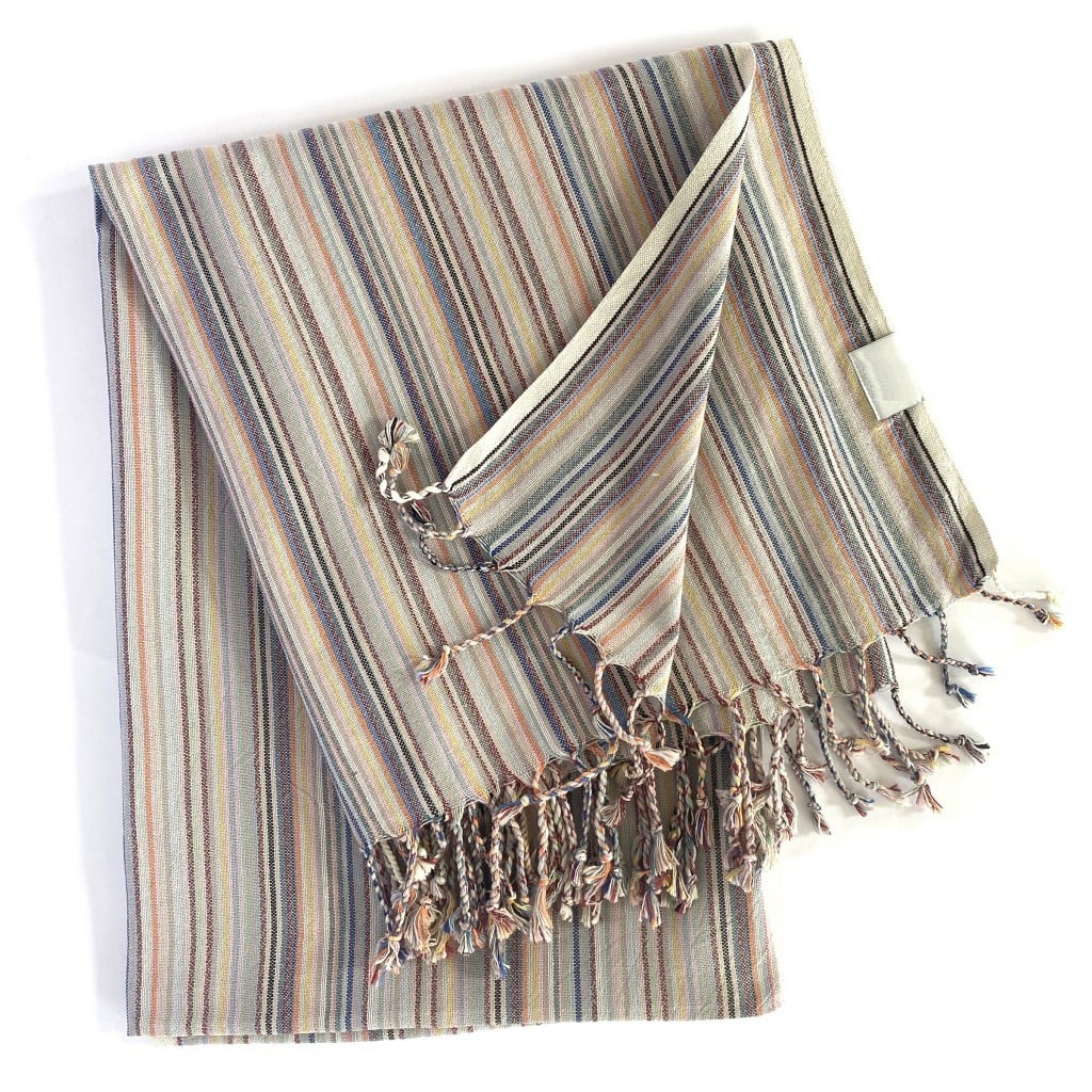 401825 Multi Colored Striped Design Turkish Beach Blanket, Multi Color