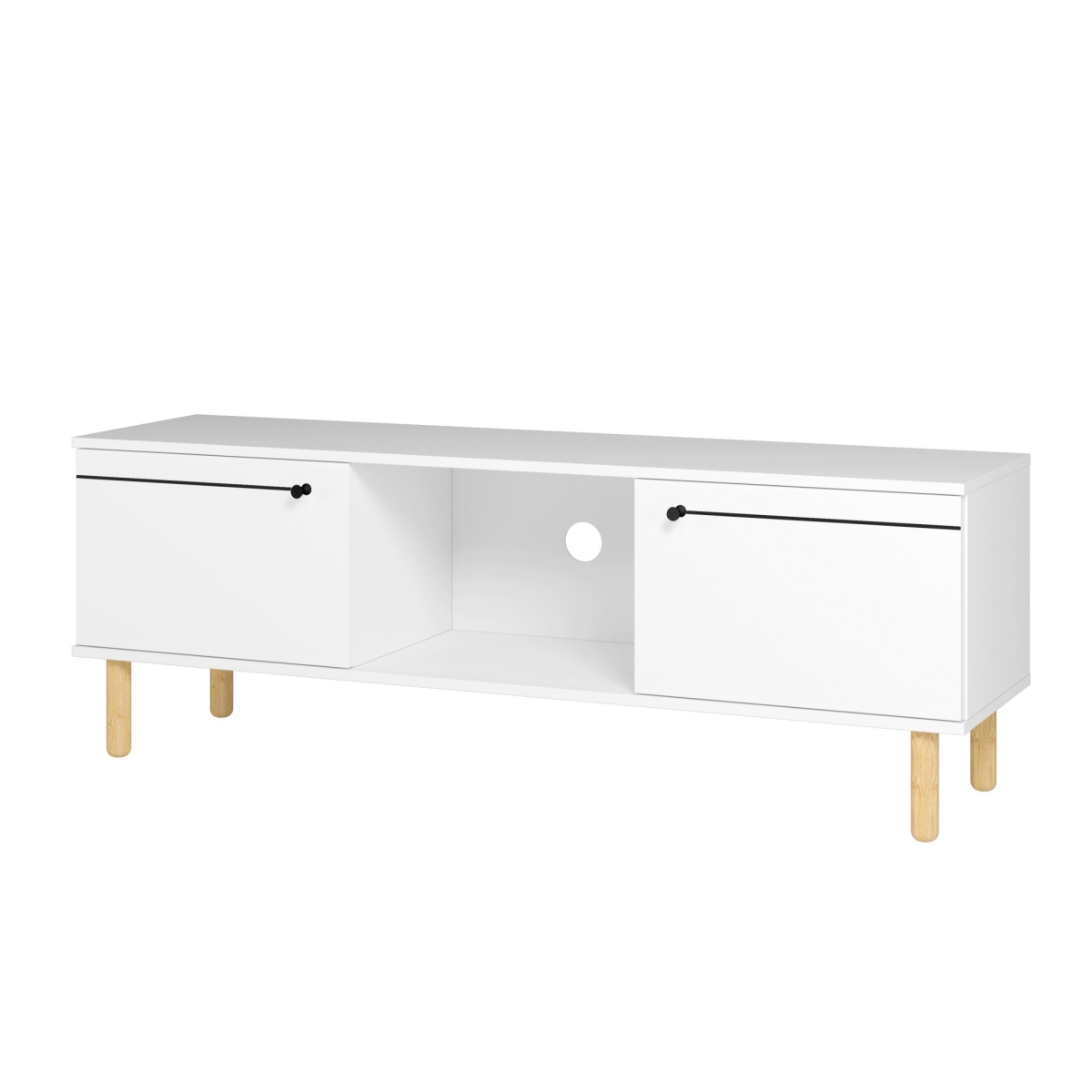 Picture of HomeRoots 403104 Iko White Modern TV Stand Media Center with Cabinets
