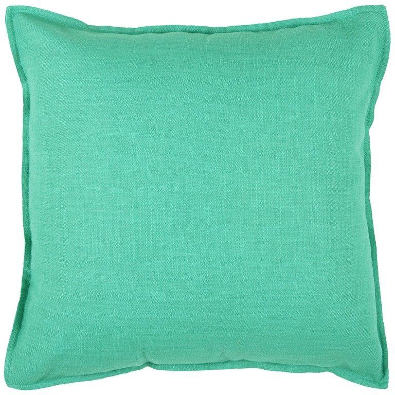403109 Aqua Solid Color Flange Edge Throw Pillow, Turquoise