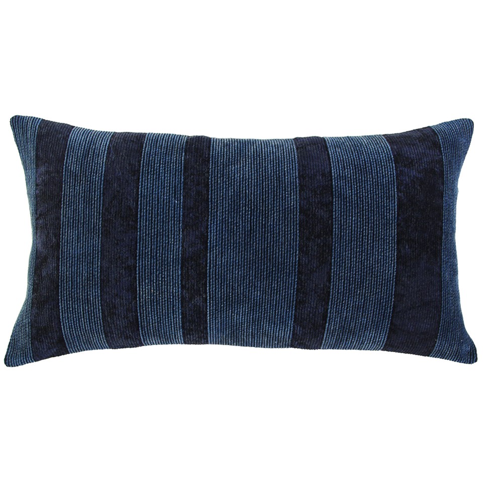 26 x 14 x 6.25 in. Navy Dimensional Stripe Modern Lumbar Pillow