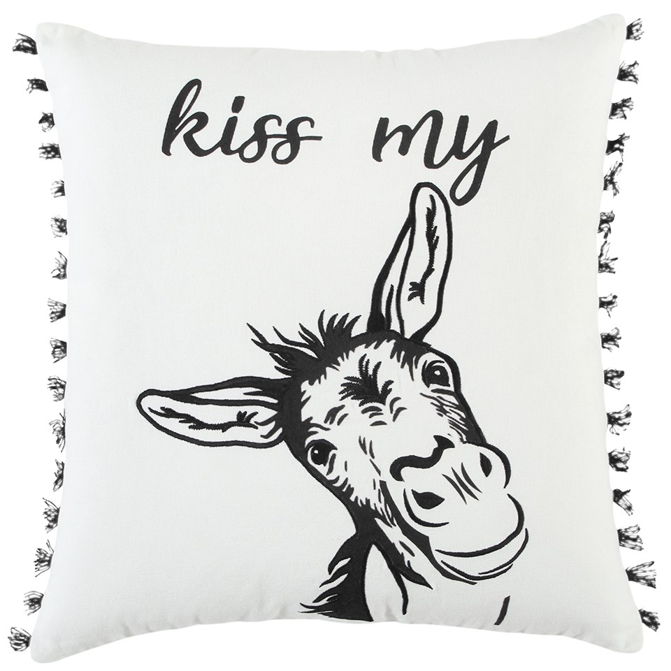 Black & White Humorous Donkey Throw Pillow