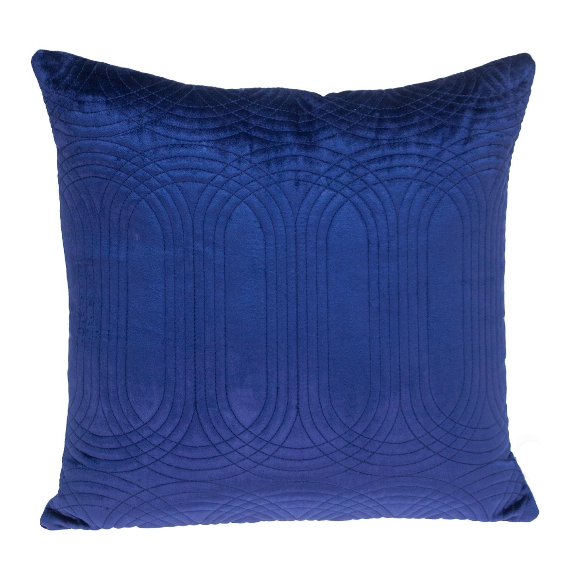 Quilted Velvet Blue Square Throw Pillow
