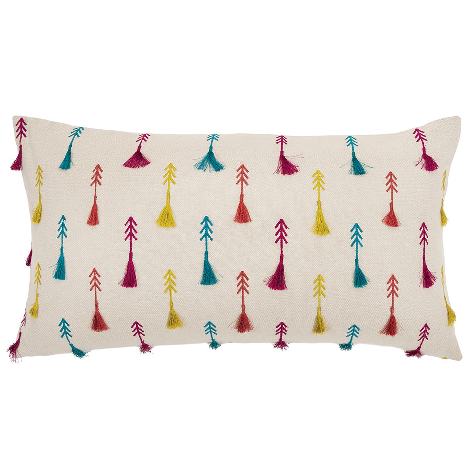 403393 Bright Tone Feathered Arrows Lumbar Pillow, Rust