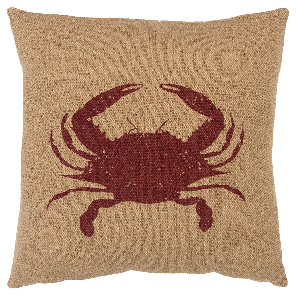 Tan & Brown Distressed Crab Throw Pillow, Natural
