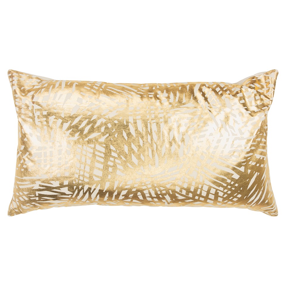 403421 Gold Foil Etched Pattern Lumbar Pillow, Natural