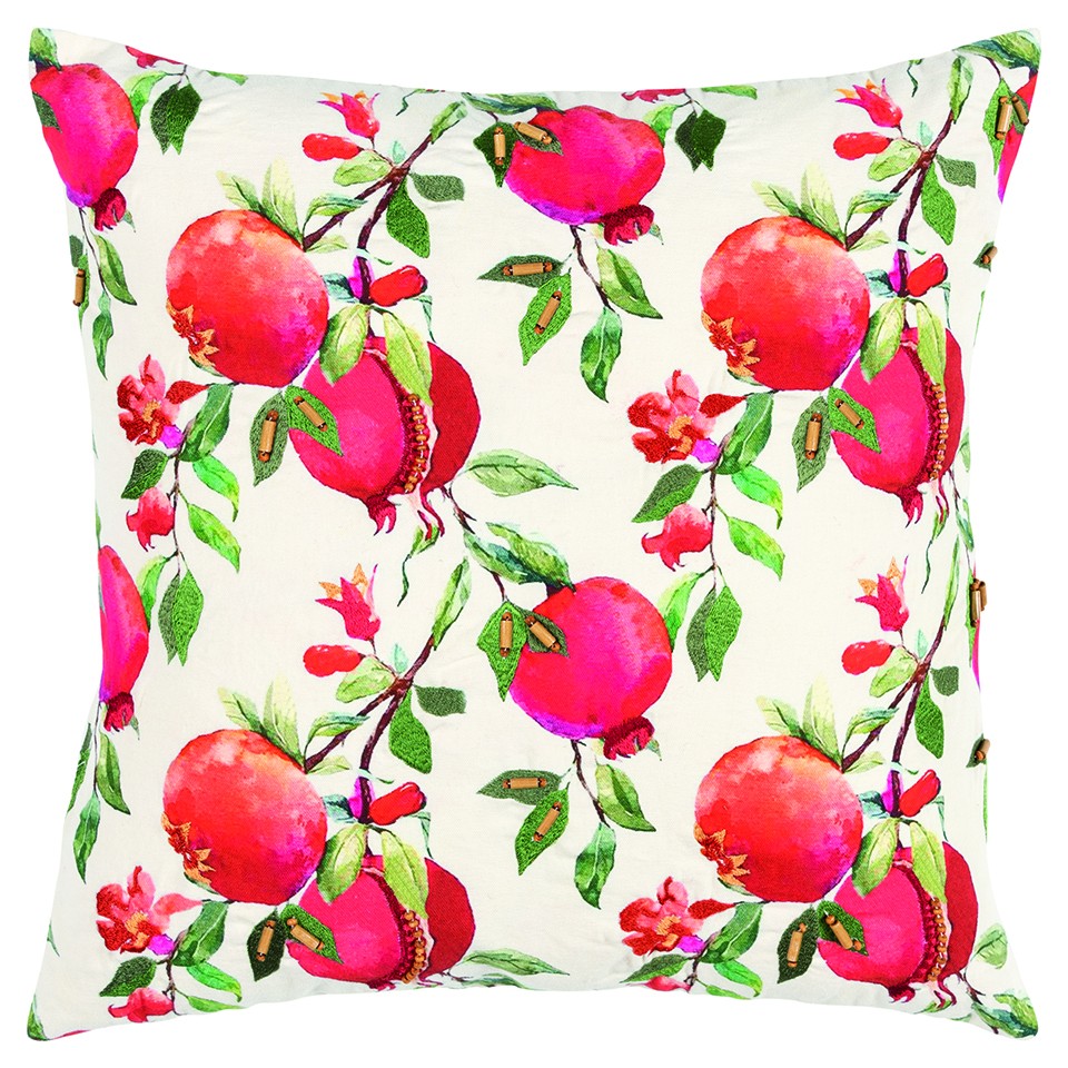 Red White Pomegranates Decorative Throw Pillow, Multi Color