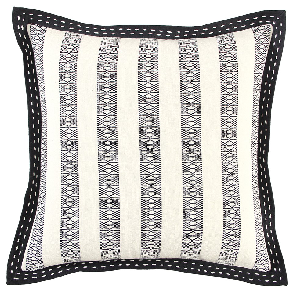 Black & Ivory Alternate Striped Throw Pillow