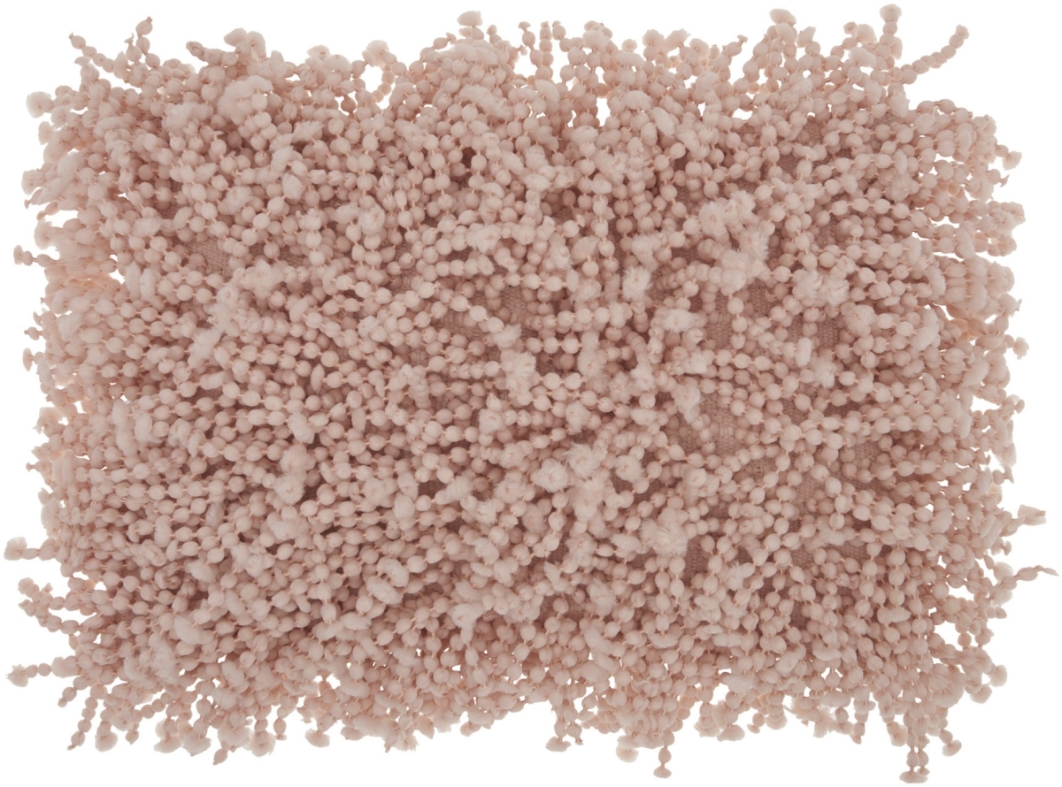 Shaggy Beads Lumbar Throw Pillow, Pale Pink
