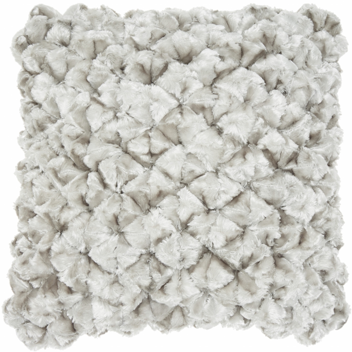 20 in. Silky Soft Velvet Bunches Throw Pillow, Gray & Silver