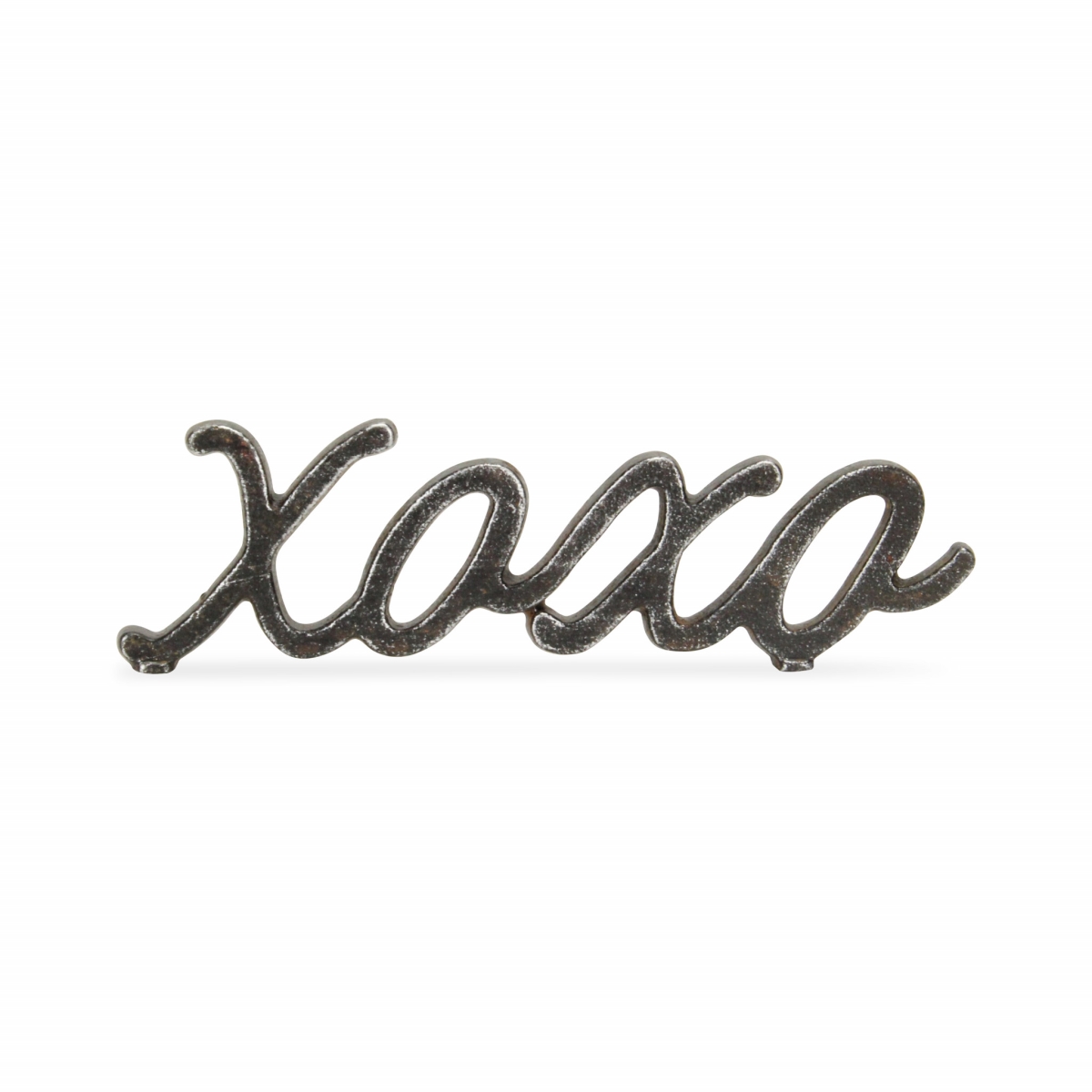 483232 3 in. Cast Iron Hand Painted XOXO Sentiment Tabletop Sculpture, Black