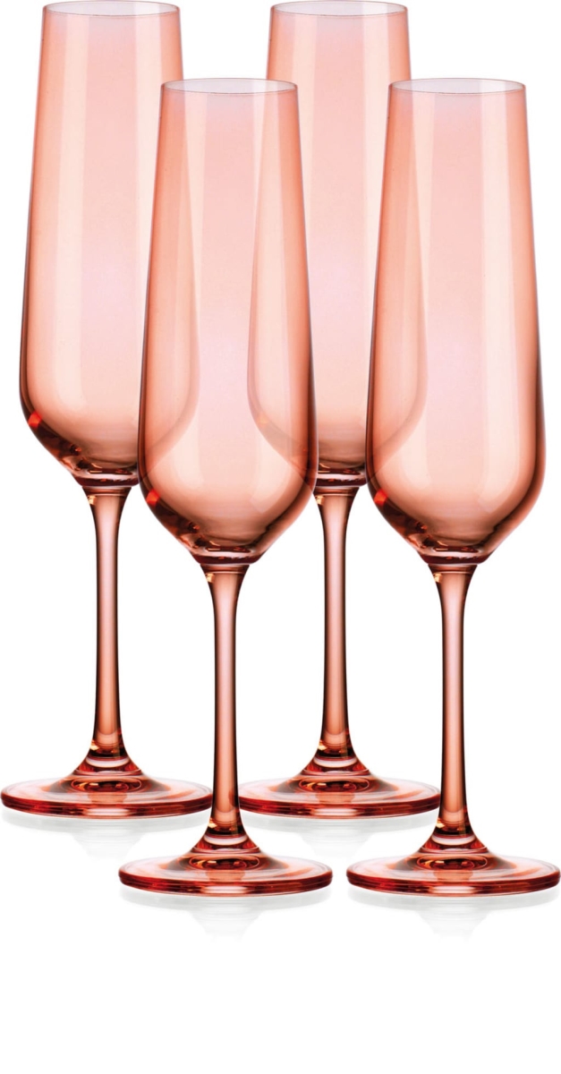 Picture of HomeRoots 485152 Translucent Champagne Flutes, Blush - Set of 4
