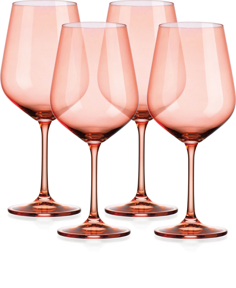 Picture of HomeRoots 485153 Translucent Large Wine Glasses, Blush Coral - Set of 4