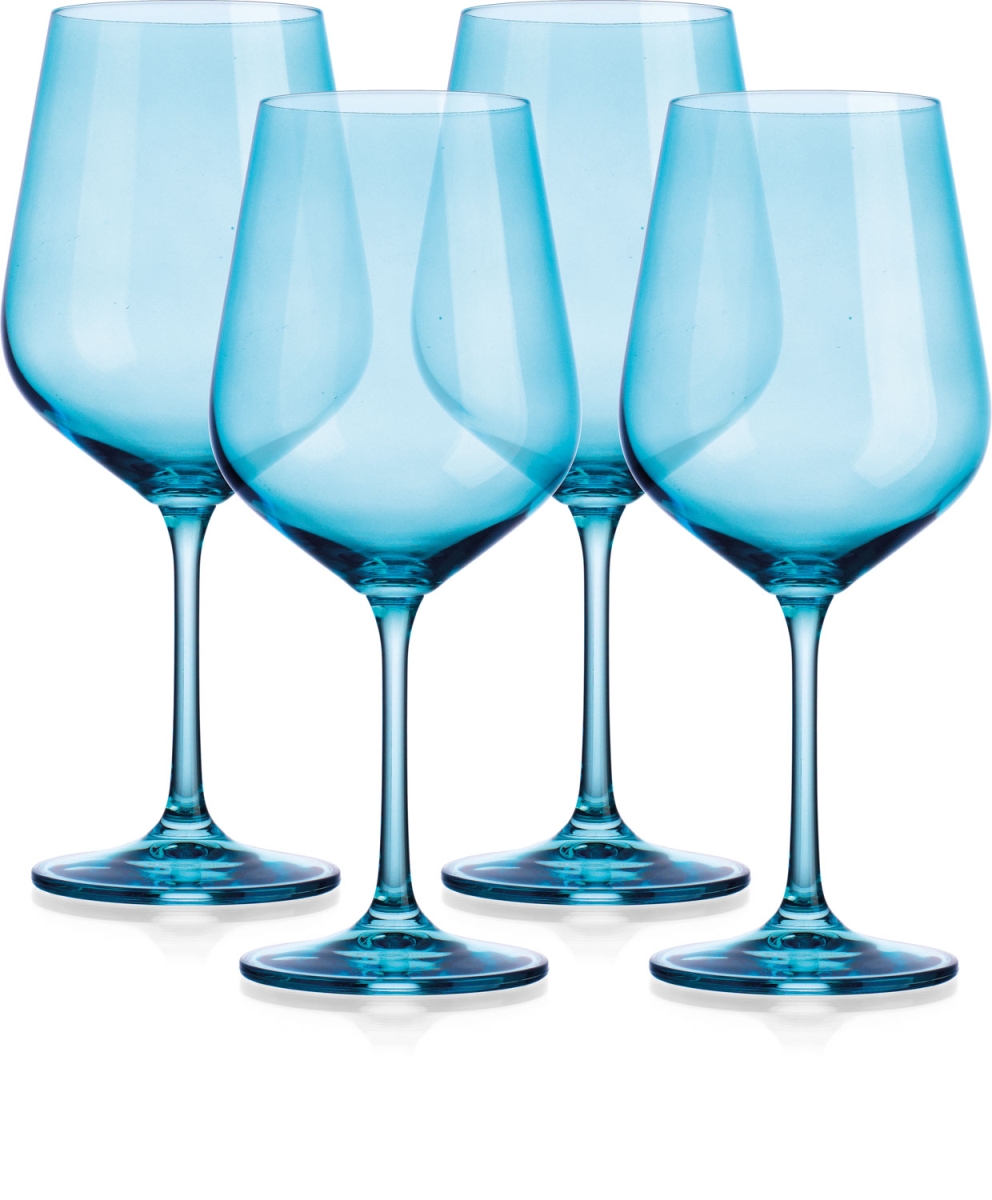 Picture of HomeRoots 485155 Translucent Large Wine Glasses, Aqua Blue - Set of 4