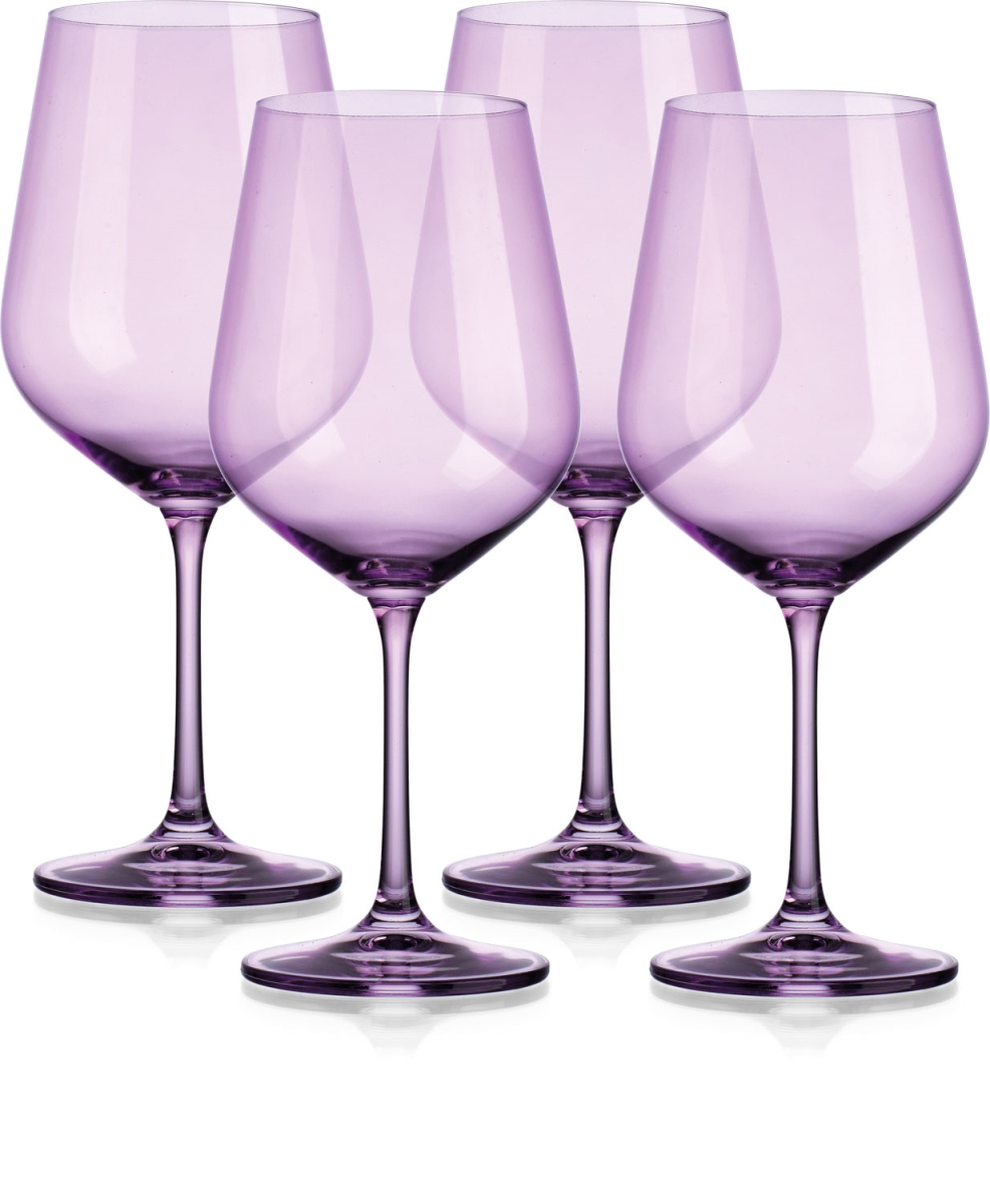 Picture of HomeRoots 485156 Translucent Large Wine Glasses, Purple - Set of 4