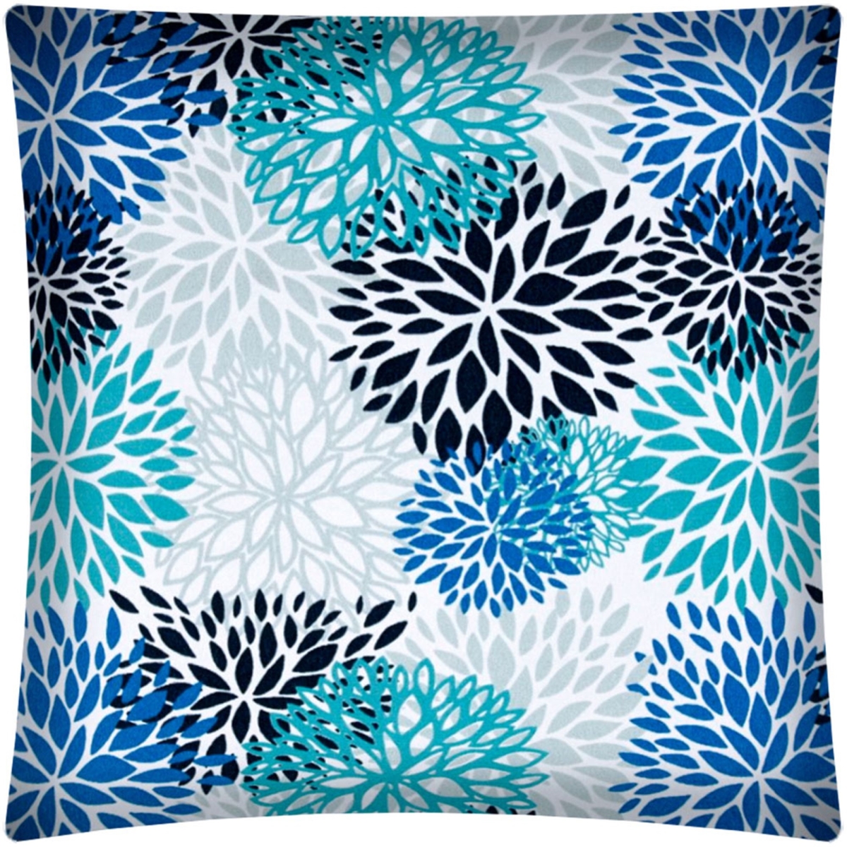 Picture of HomeRoots 472457 17 x 17 in. Blue Seafoam & White Zippered Polyester Floral Throw Pillow Cover