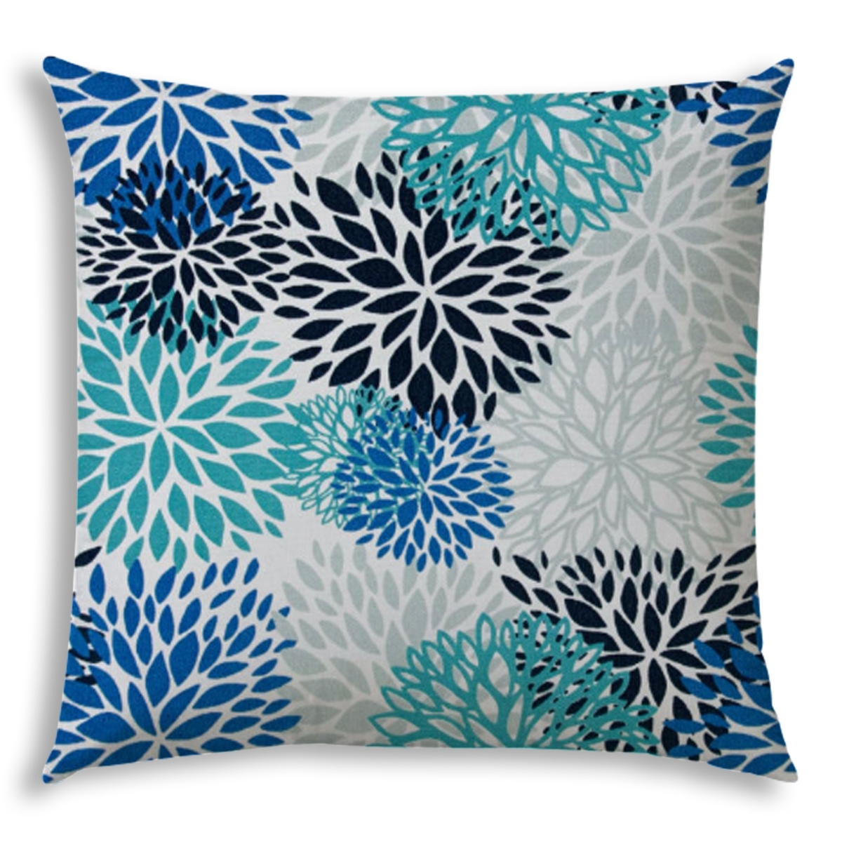 Picture of HomeRoots 472650 20 x 20 in. Blue Seafoam & White Zippered Polyester Floral Throw Pillow Cover