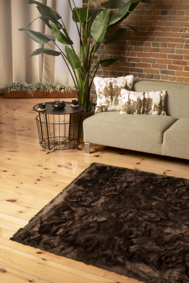 5 x 8 ft. Faux Fur Non Skid Rectangle Area Rug - Chocolate