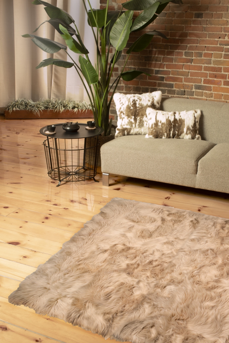 5 x 8 ft. Faux Fur Non Skid Rectangle Area Rug, Taupe