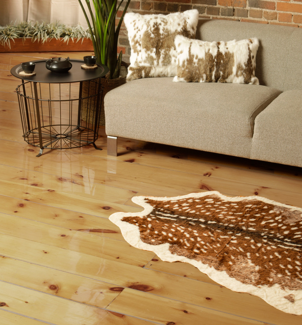 4 x 5 ft. Faux Cowhide Non Skid Area Rug - Off White & Brown