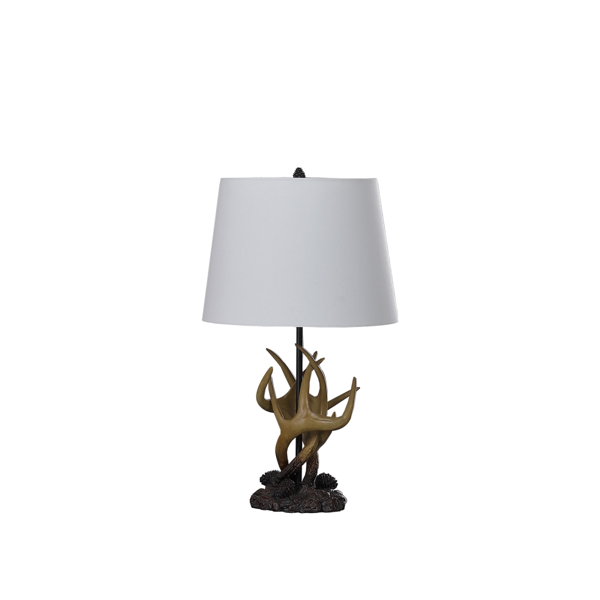 26 in. Antlers Table Lamp with White Shade, Natural & Brown