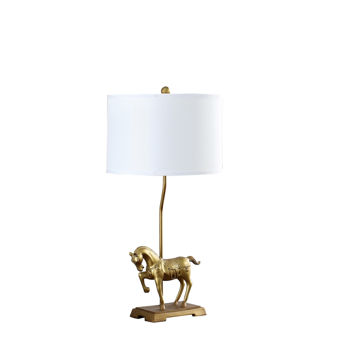 475653 30 in. Stallion Horse Table Lamp with White Shade, Gold