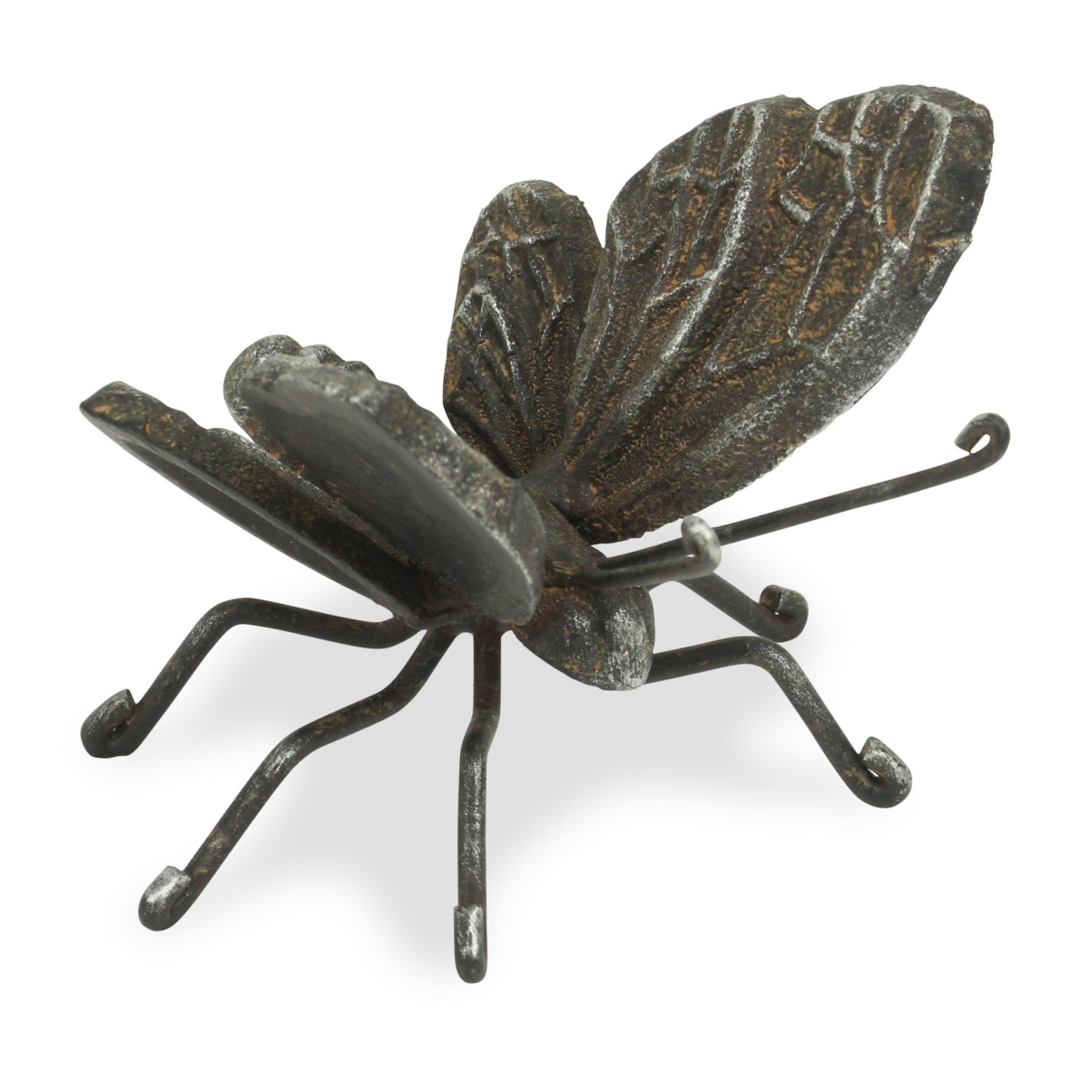 4 in. Rustic Black Cast Iron Textured Butterfly Sculpture
