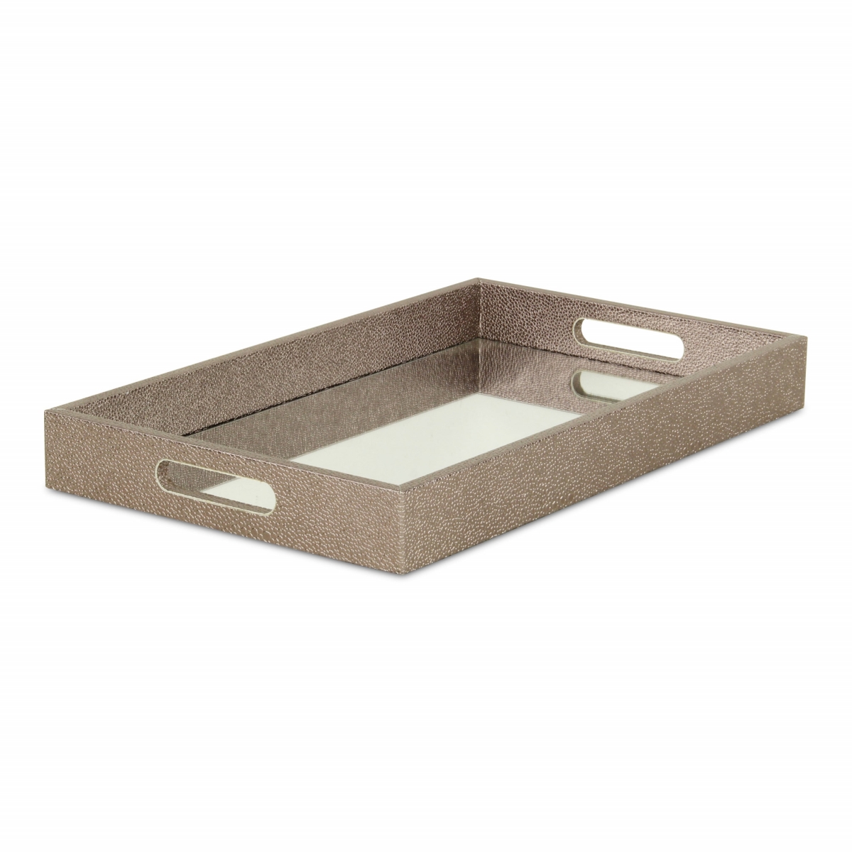 483292 16 in. Rectangular Wood Handmade Tray with Handles, Gray