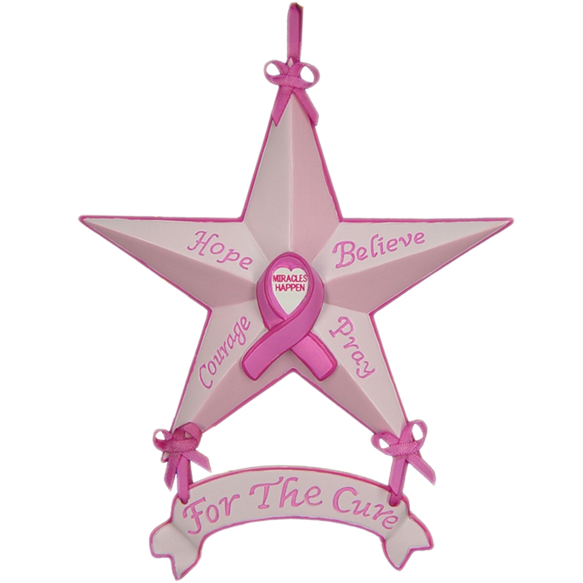 Picture of HomeRoots 415548 Star Shaped Breast Cancer Awareness Christmas Ornaments&#44; Pink & Mauve - Set of 6