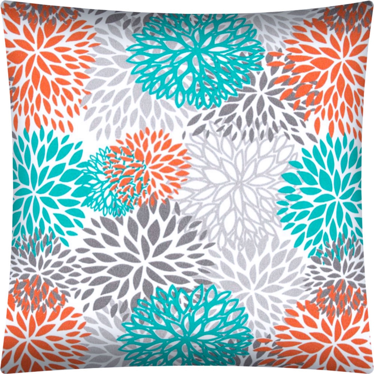 Picture of HomeRoots 472289 17 x 17 in. Orange Teal & White Zippered Polyester Floral Throw Pillow Cover