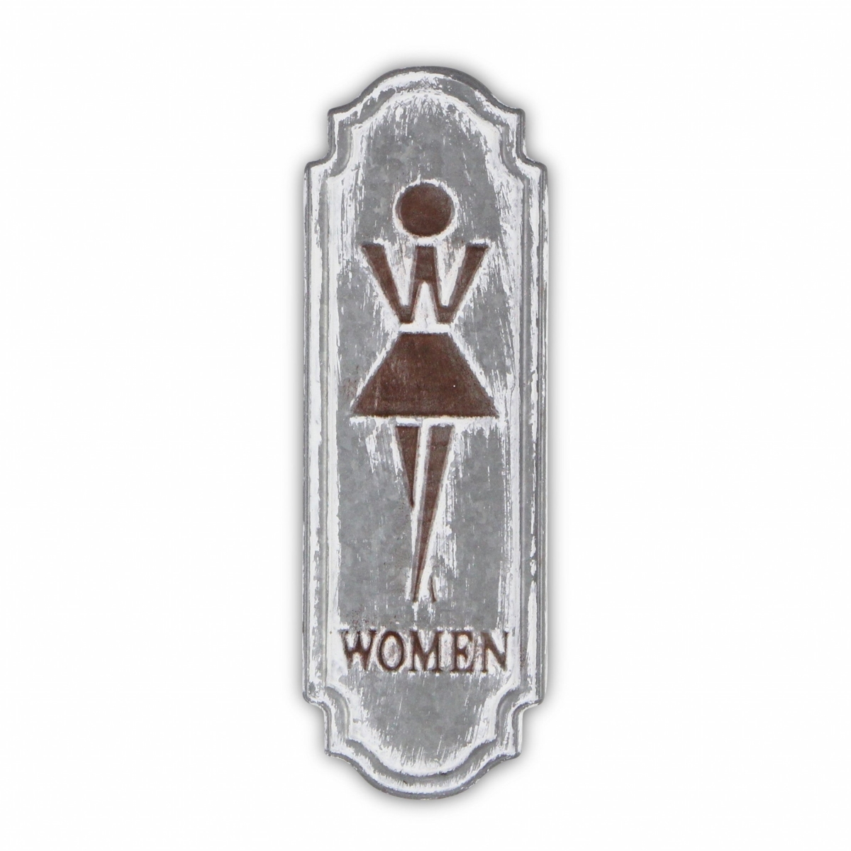 12 in. Metal Womens Room Wall Decor, Rustic Gray