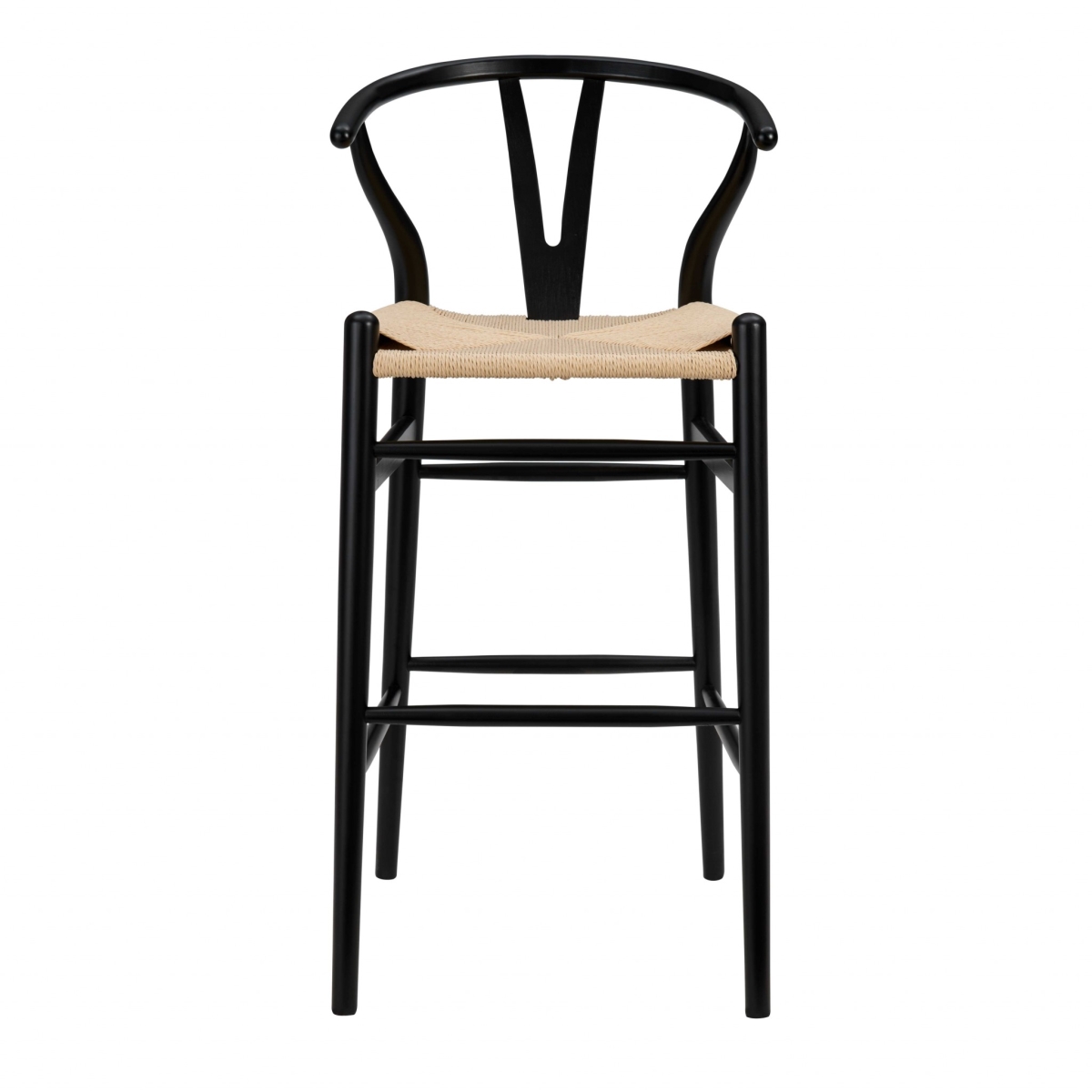 357504 42 in. Solid Wood & Natural Counter Stool, Black -  HomeRoots