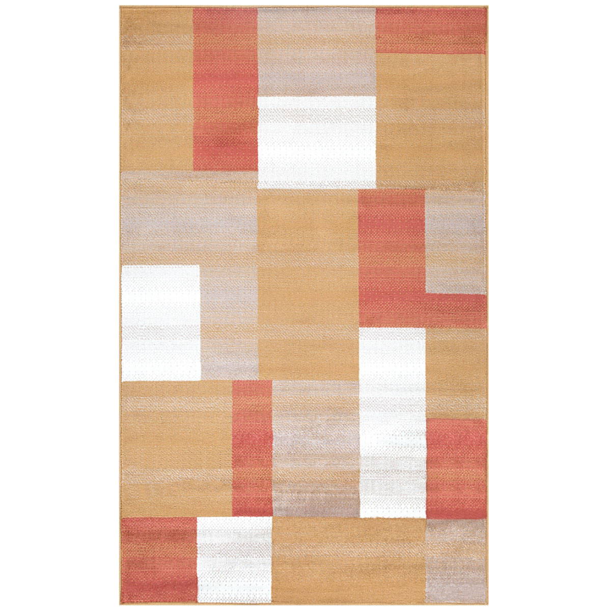 Patchwork Power Loom Stain Resistant Rectangular Area Rug - Terra Cotta - 5 x 8 ft.