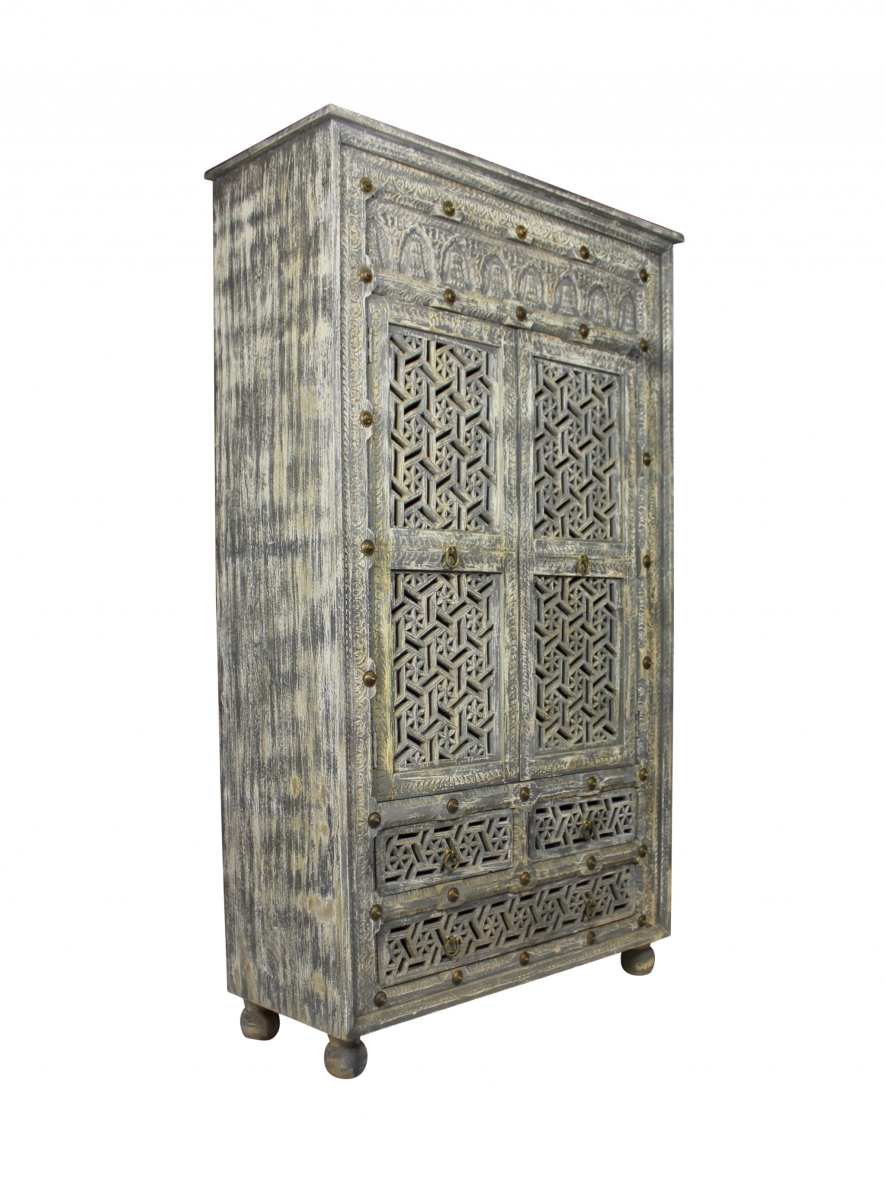 42 in. Solid Wood Three Drawer Gentlemans Chest, Aged Gray